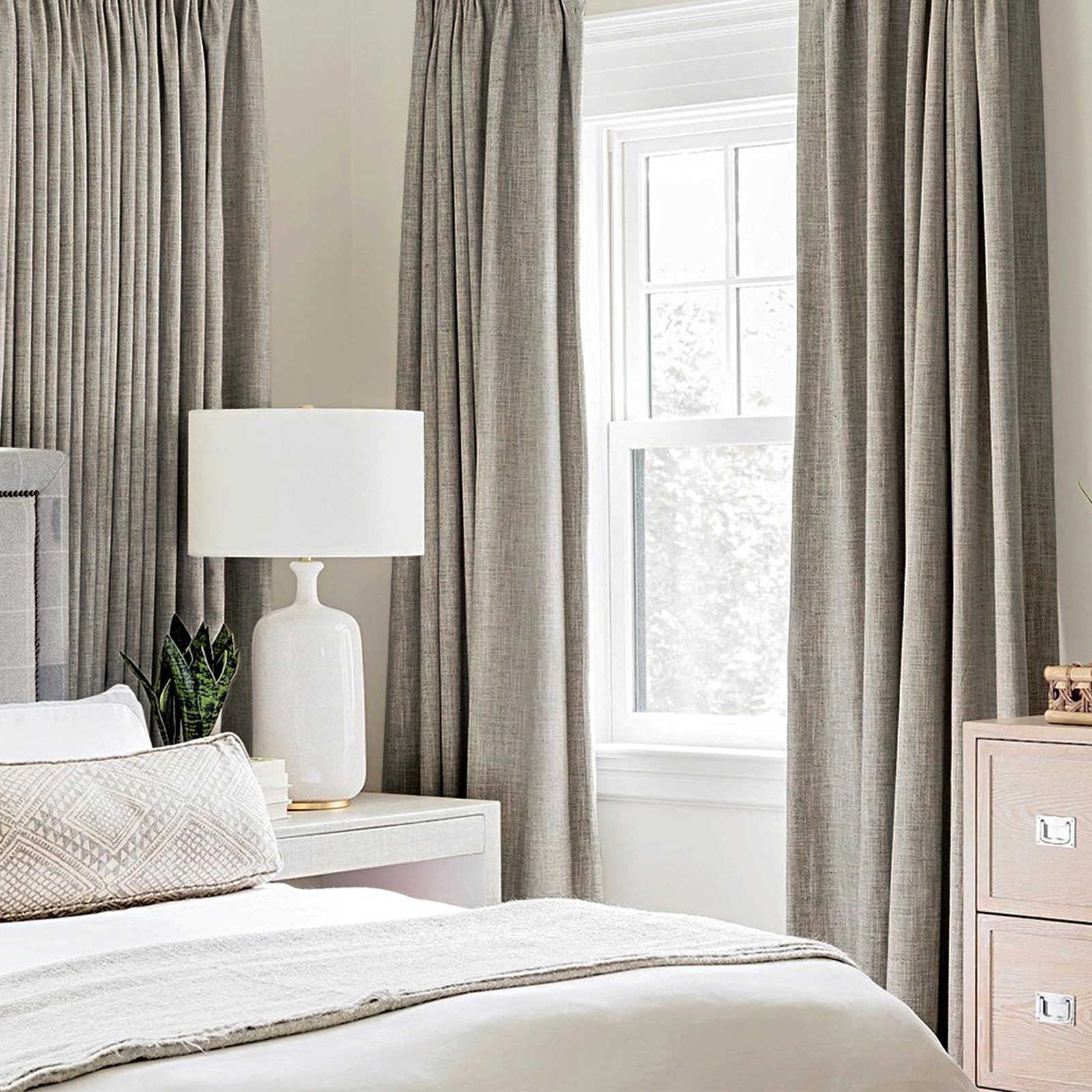 MIULEE linen curtains with grommet header for easy hanging and smooth drape