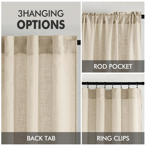 MIULEE linen curtains with semi-sheer light filtering soften daylight.