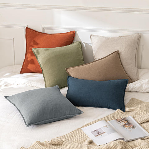 MIULEE euro sham soft texture close-up highlights breathable linen fabric