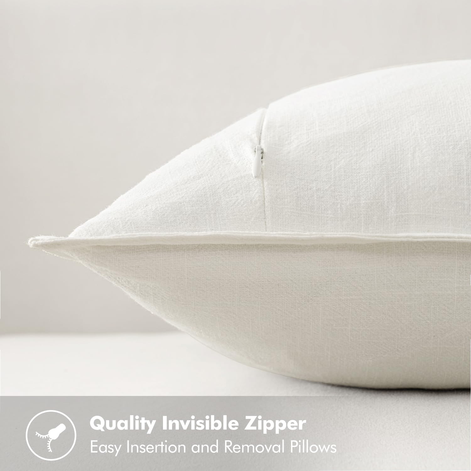 MIULEE cream linen cover closeup weave highlights durable ramie-cotton blend