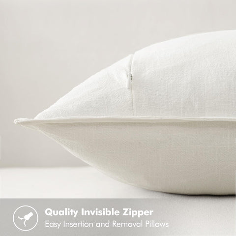 MIULEE cream linen cover closeup weave highlights durable ramie-cotton blend