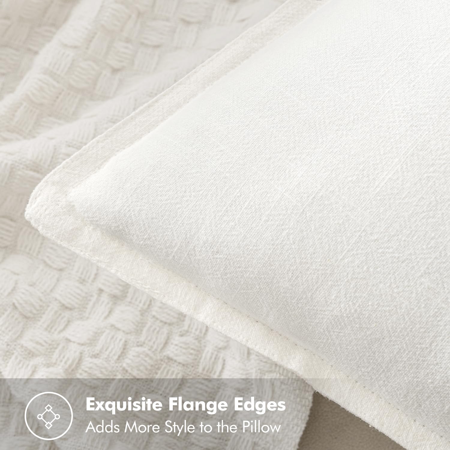 MIULEE linen pillow cover 18x18 cream front view for versatile farmhouse decor