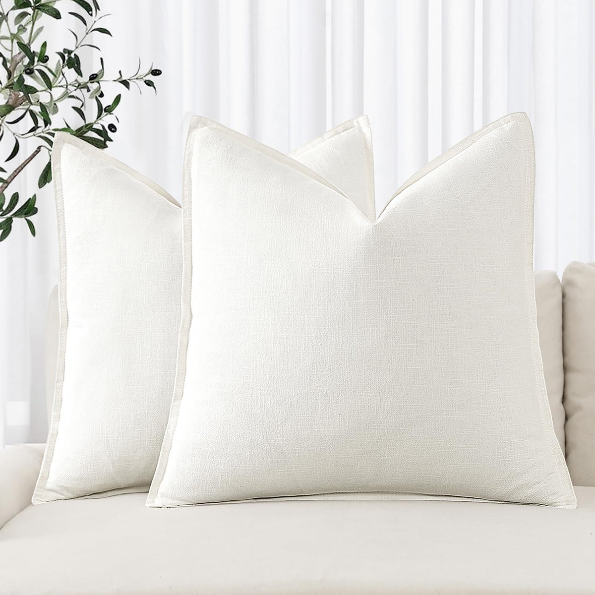 MIULEE linen pillow cover cream with soft texture for cozy living spaces