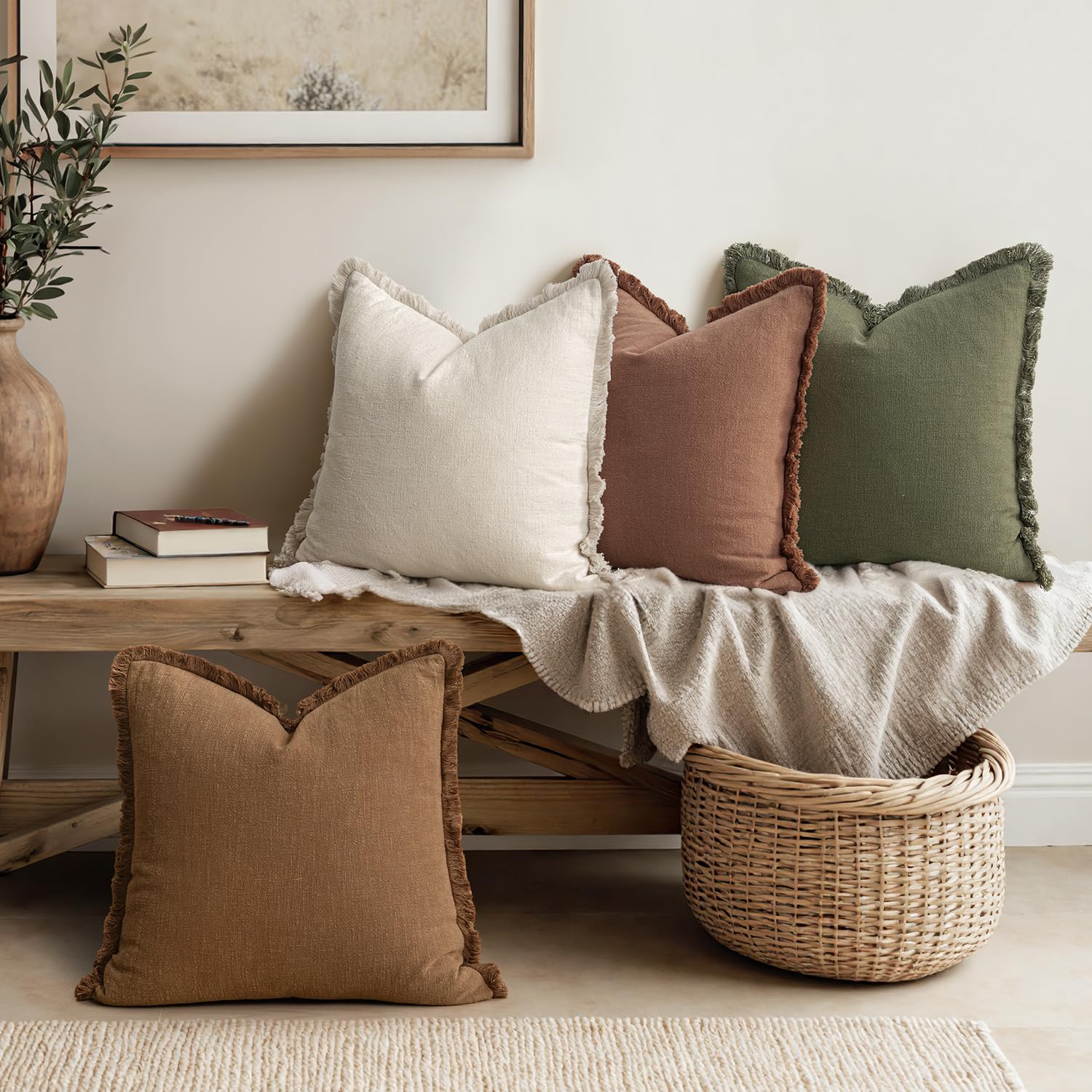 MIULEE linen pillow cover texture close-up shows natural wrinkles and breathability.