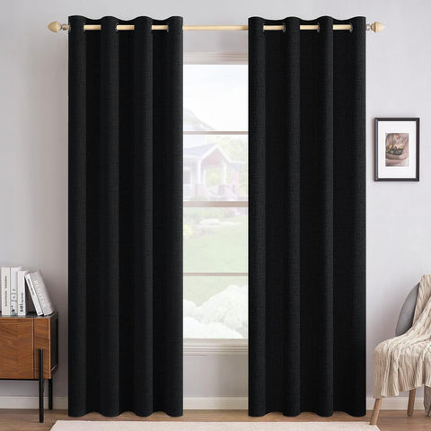 MIULEE linen texture curtains 2 panels frame a cozy bedroom for light control