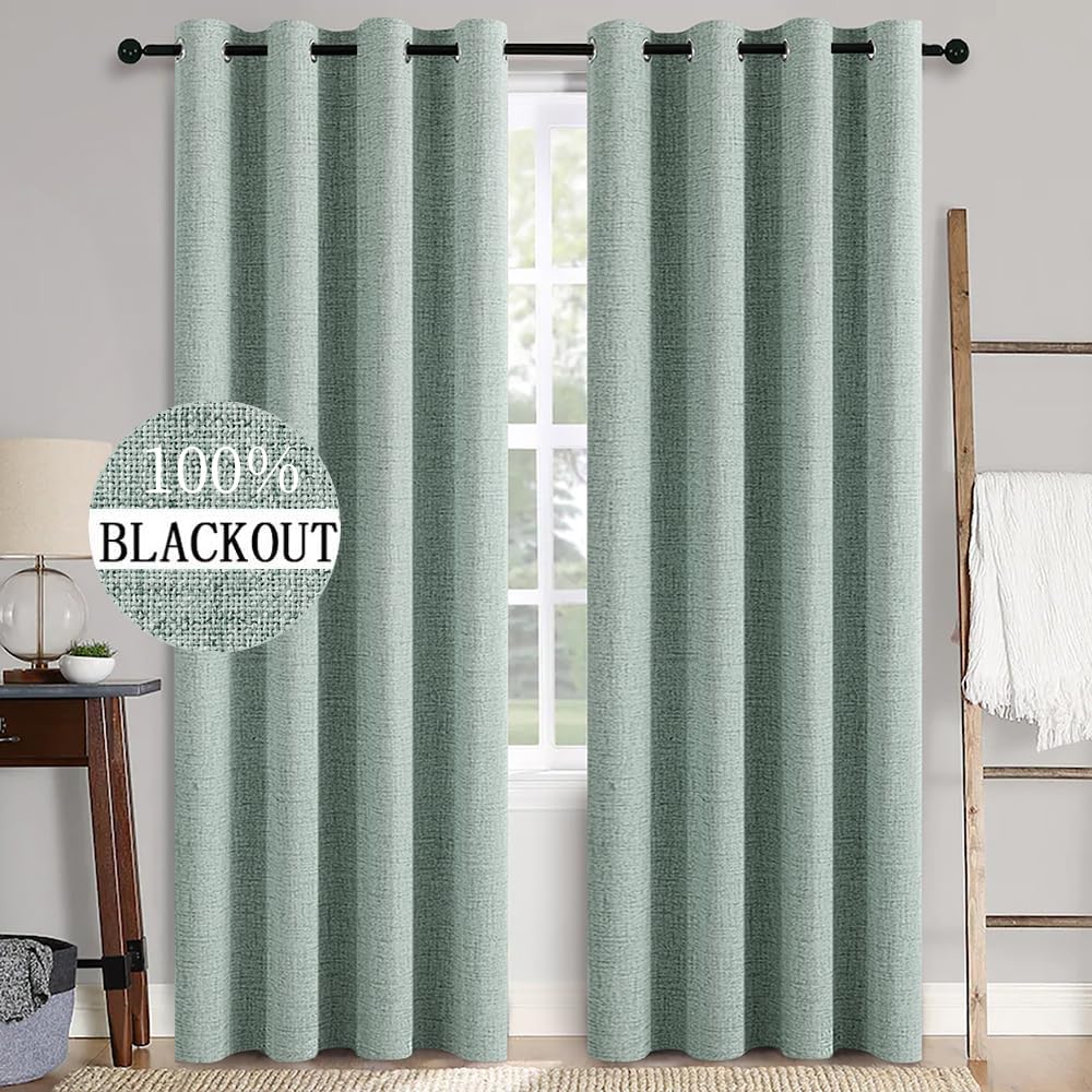 MIULEE linen texture curtains 52x84 panel closeup weave for privacy and light control.