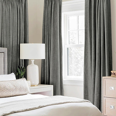 MIULEE dark grey blackout curtains eight-grommet panel ready for easy hanging.