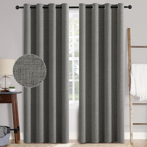 MIULEE linen texture curtains panel closeup reveals soft faux-linen finish.