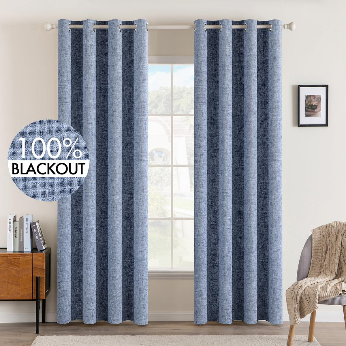 MIULEE Linen Texture Curtains fabric closeup highlights breathable faux linen texture