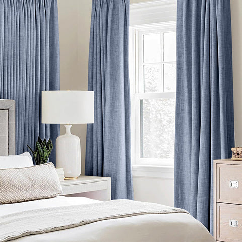 MIULEE Linen Texture Curtains with grommets shown in two panels for easy sliding