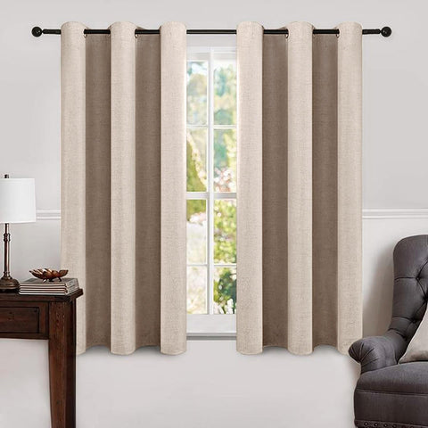 MIULEE linen texture curtains in natural beige frame a window for cozy privacy.
