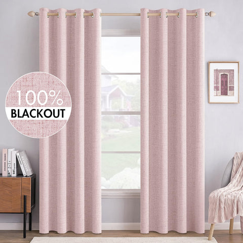 MIULEE linen texture pink curtains offer soft ambiance and light control for bedrooms.