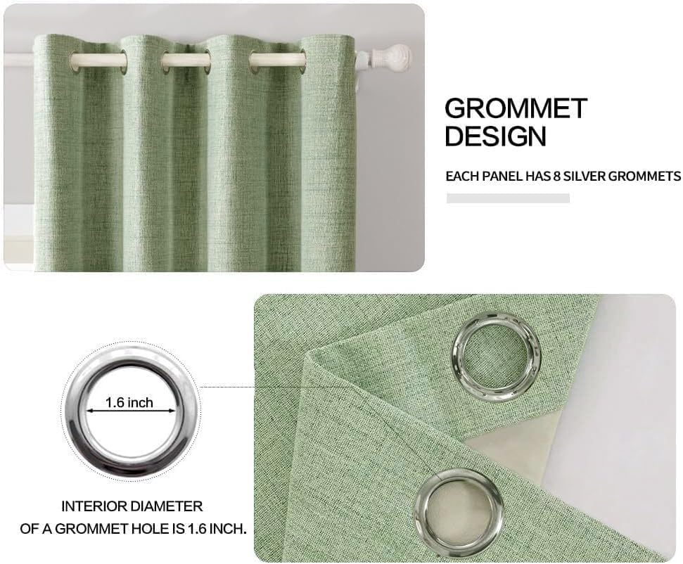 MIULEE grommets detail on sage green linen curtains for easy hanging
