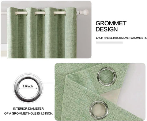 MIULEE grommets detail on sage green linen curtains for easy hanging