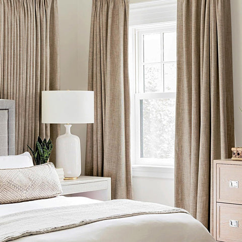 Close-up of textured faux linen fabric on MIULEE curtains