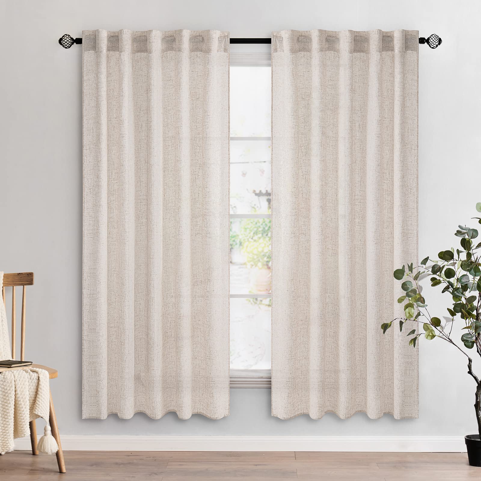 MIULEE linen textured window drapes semi-sheer design for cozy living spaces