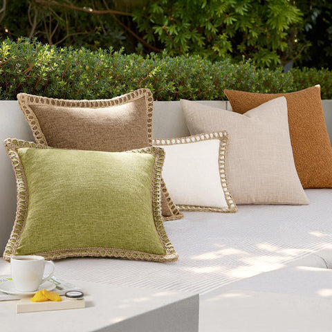 MIULEE linen trim pillow cover adds classic farmhouse charm to any room.