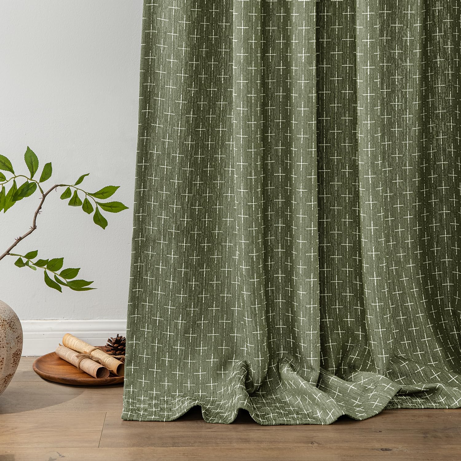 MIULEE olive-green drapes pair well with farmhouse or contemporary decor.