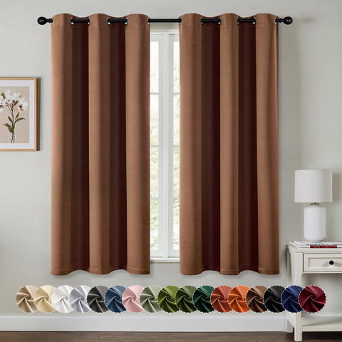 MIULEE mocha brown blackout curtain panel showing rich color for room darkening