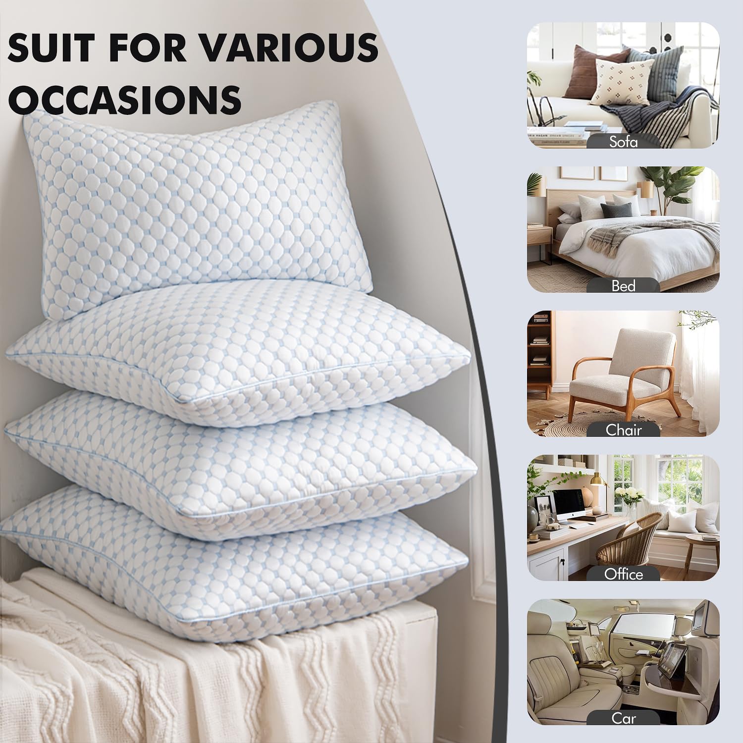 MIULEE memory foam inserts suited for sofa, bed, office, or car