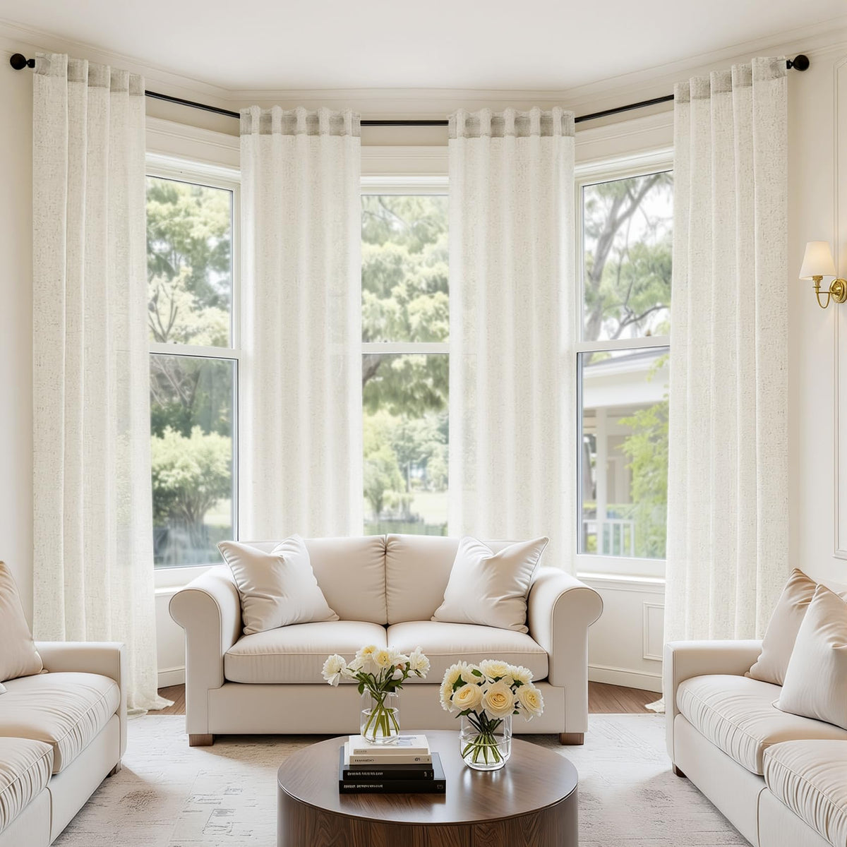MIULEE natural linen curtains with rod-pocket for a sleek, easy installation.