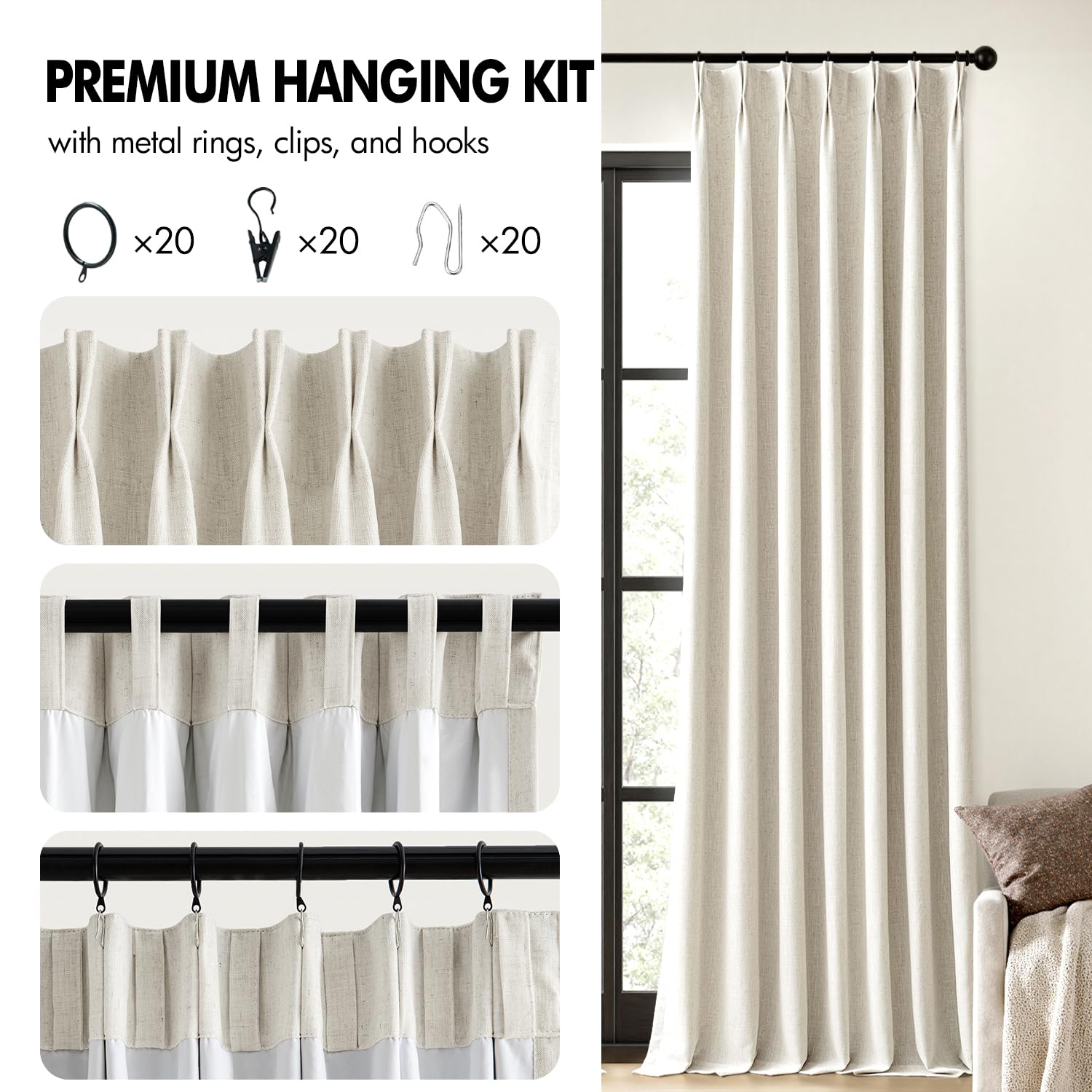 MIULEE dual-layer blackout curtains deliver room darkening and privacy.
