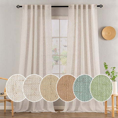MIULEE natural white linen curtains panel with rod-pocket design, offering soft light diffusion.