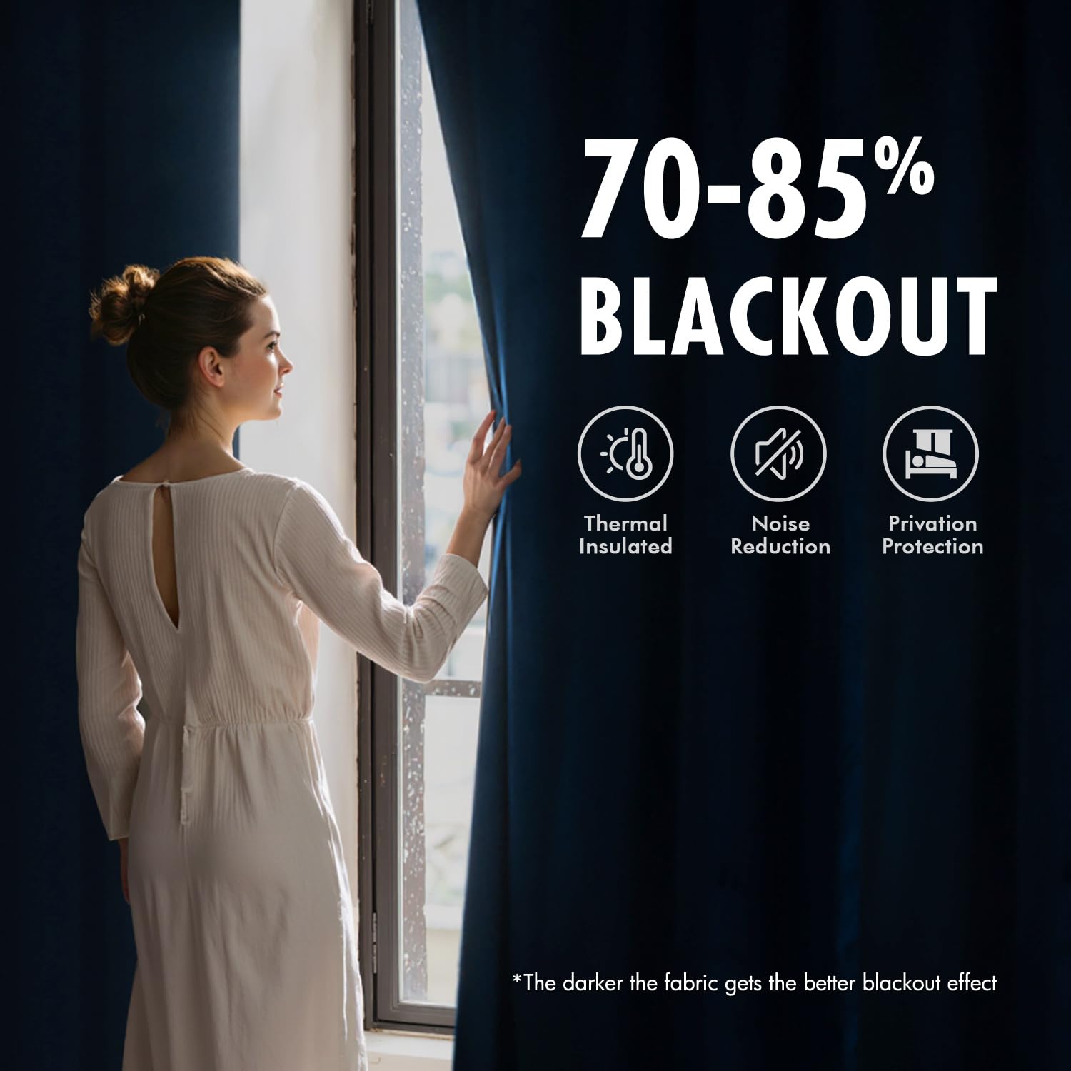 MIULEE Navy Blue Velvet Curtains elegant drape enhances room decor.