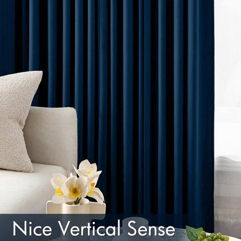 MIULEE Navy Blue Velvet Curtains luxurious fabric elevates living room ambiance.