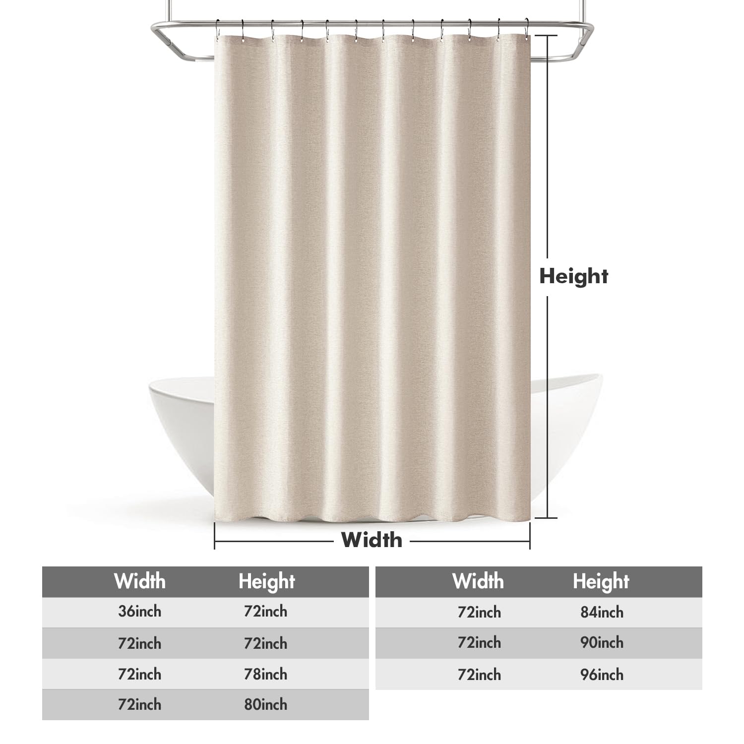 MIULEE neutral beige curtain complements many bathroom decor.
