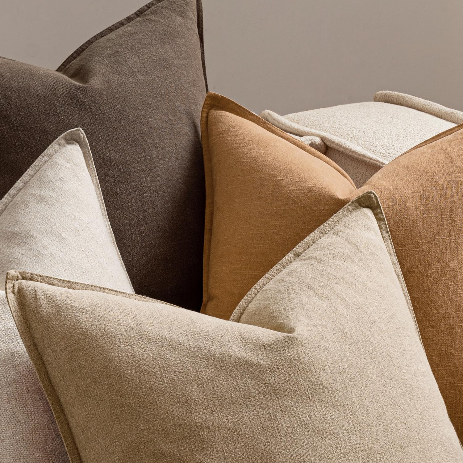 MIULEE neutral brown pillow cover in living room setting with versatile chic