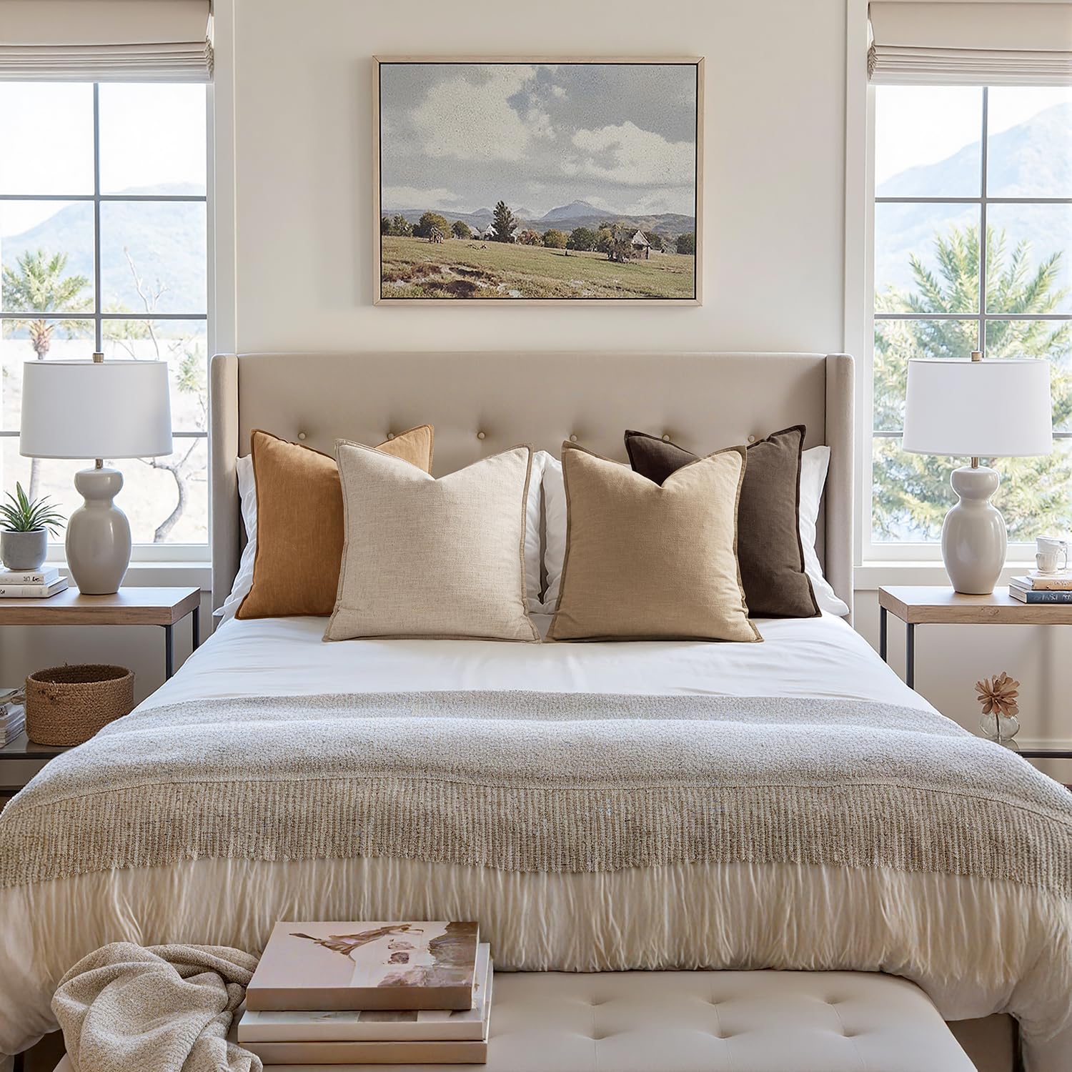 MIULEE ramie-linen cotton blend fabric highlighting natural earthy tone.