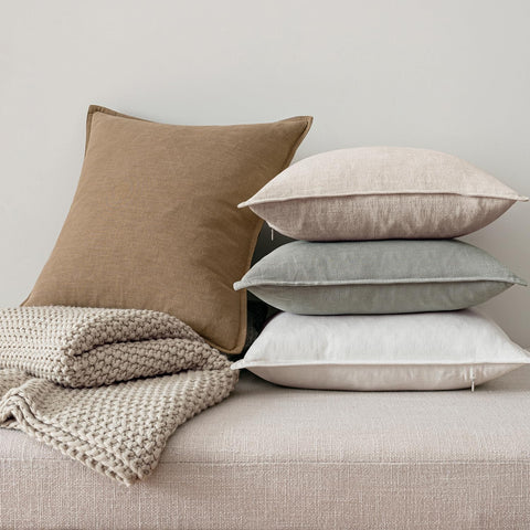 MIULEE neutral linen pillow covers elevate living room and bedroom decor.