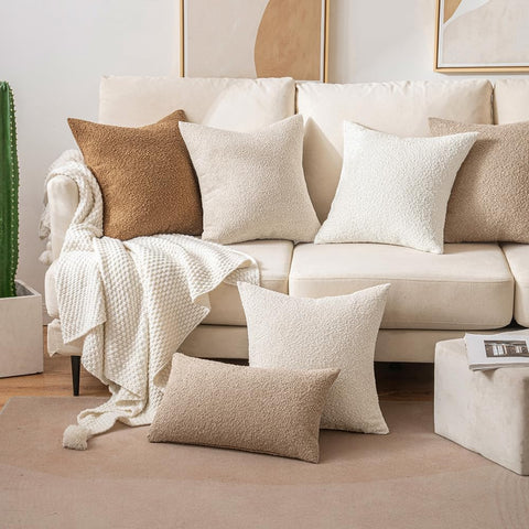 MIULEE neutral living-room decor with boucle weave creates calm, inviting spaces
