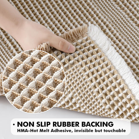 Non-slip rubber backing on MIULEE bath mats provides grip on smooth floors.