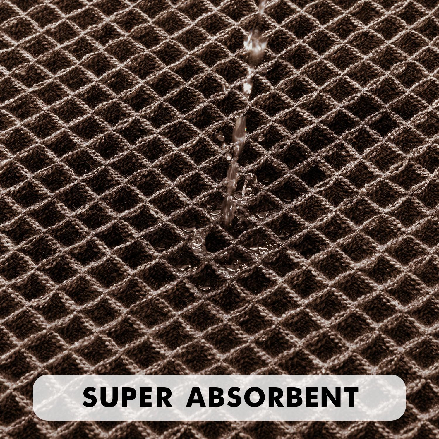 MIULEE dense waffle texture mat in chocolate for high absorbency on the floor.