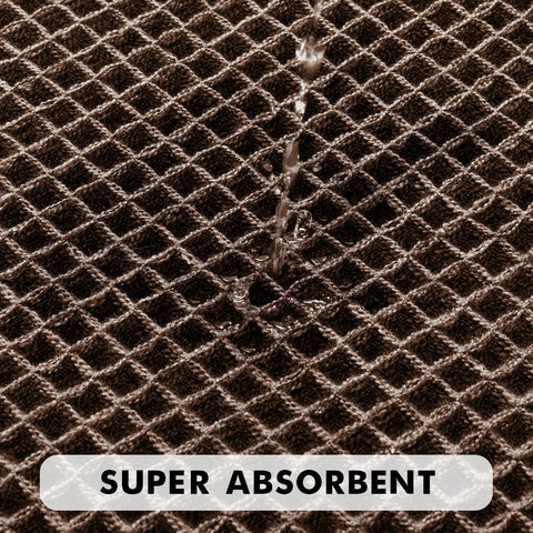 MIULEE dense waffle texture mat in chocolate for high absorbency on the floor.