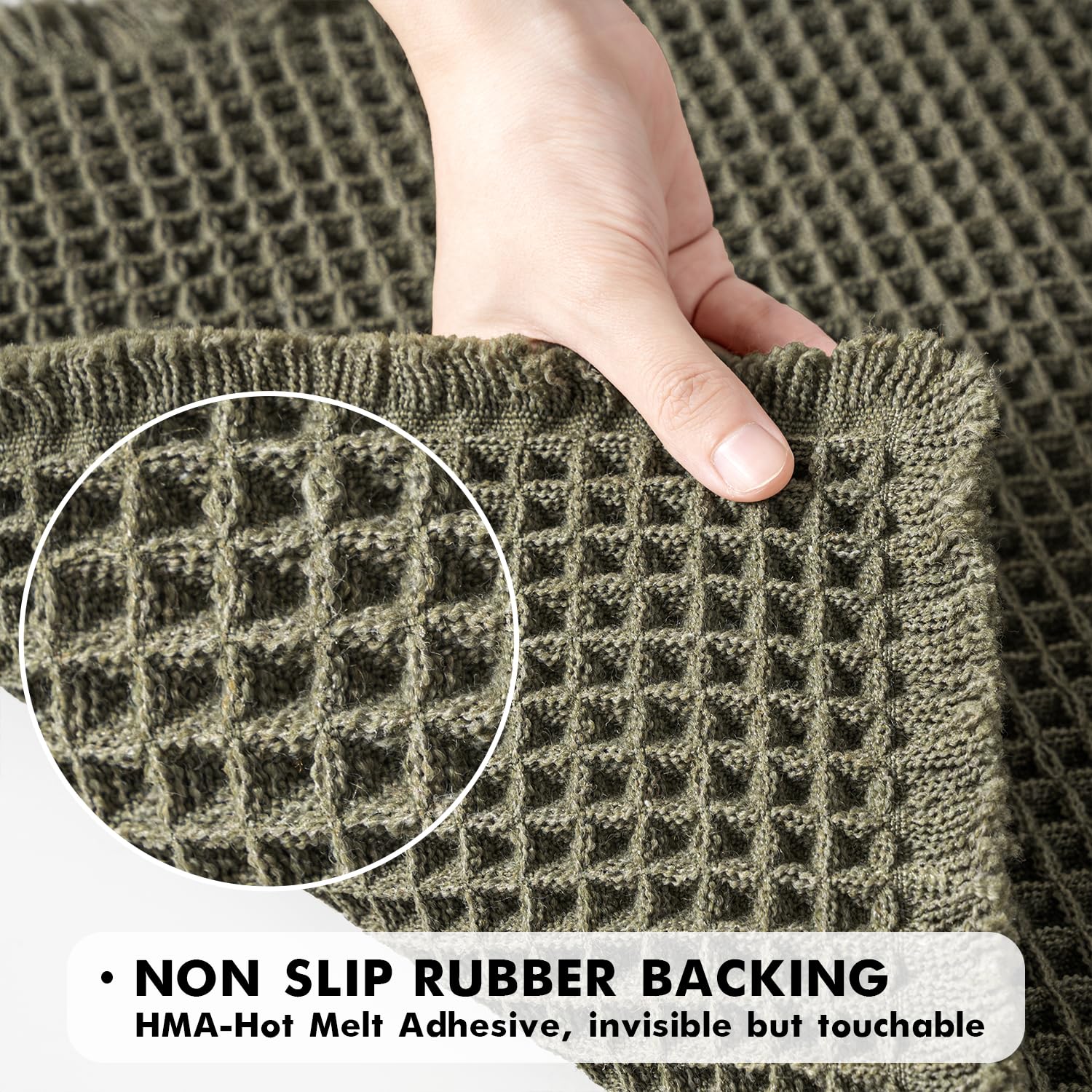 MIULEE non-slip rubber backing ensures grip on smooth bathroom floors.