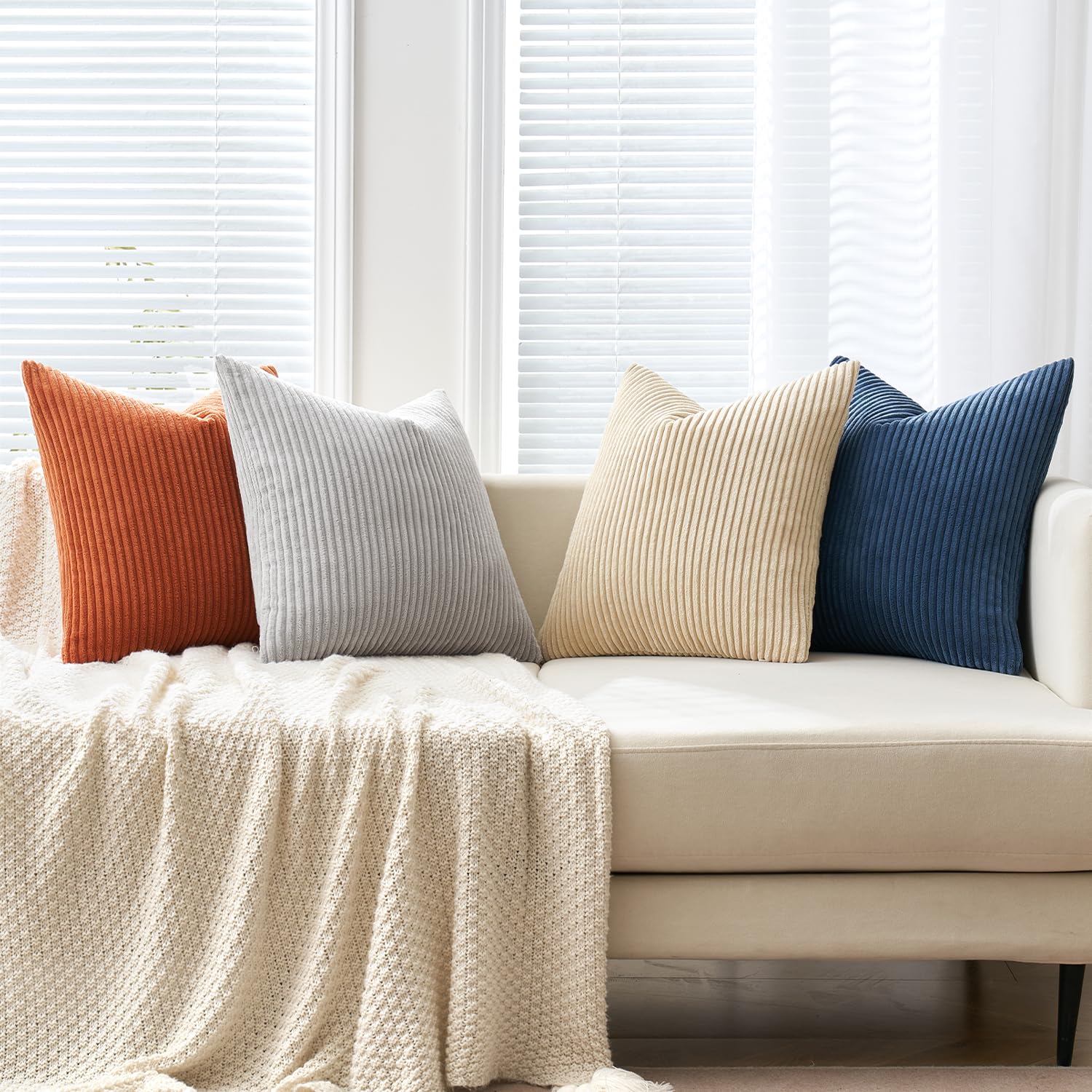 MIULEE Nordic boho stripe pattern pillow cover styling a neutral room