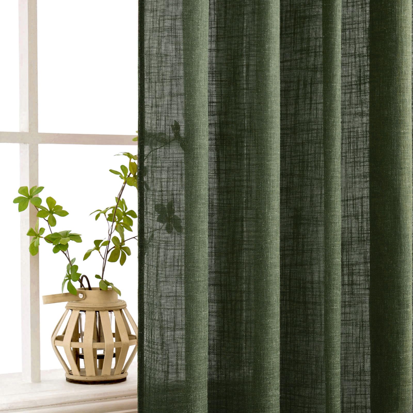 MIULEE olive green linen curtains bedroom decor adds natural texture