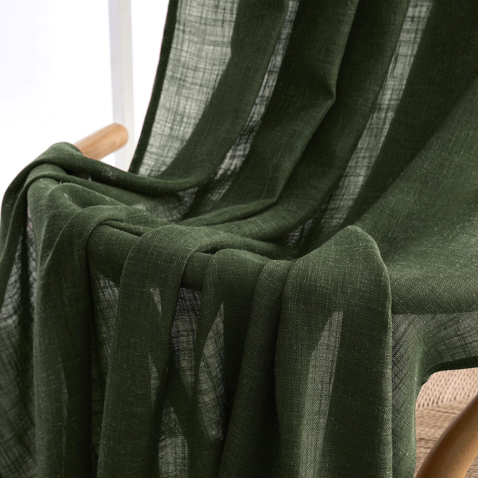 MIULEE olive green linen curtains living room ambiance with private diffused light