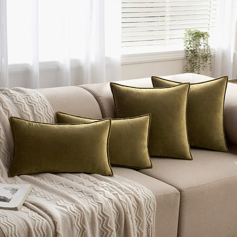 MIULEE olive green velvet pillow cover two-pack for easy styling.