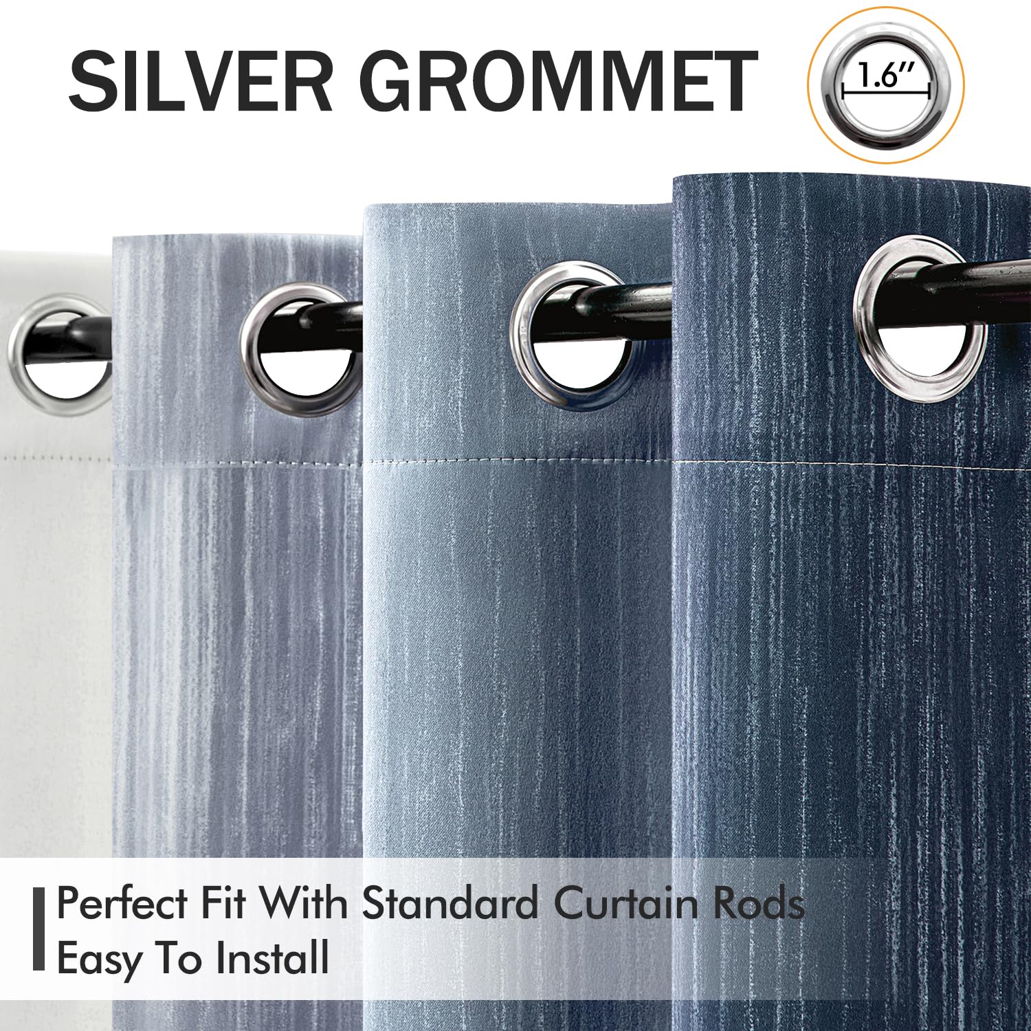 MIULEE Ombre blackout curtains draped gracefully to show drape and movement