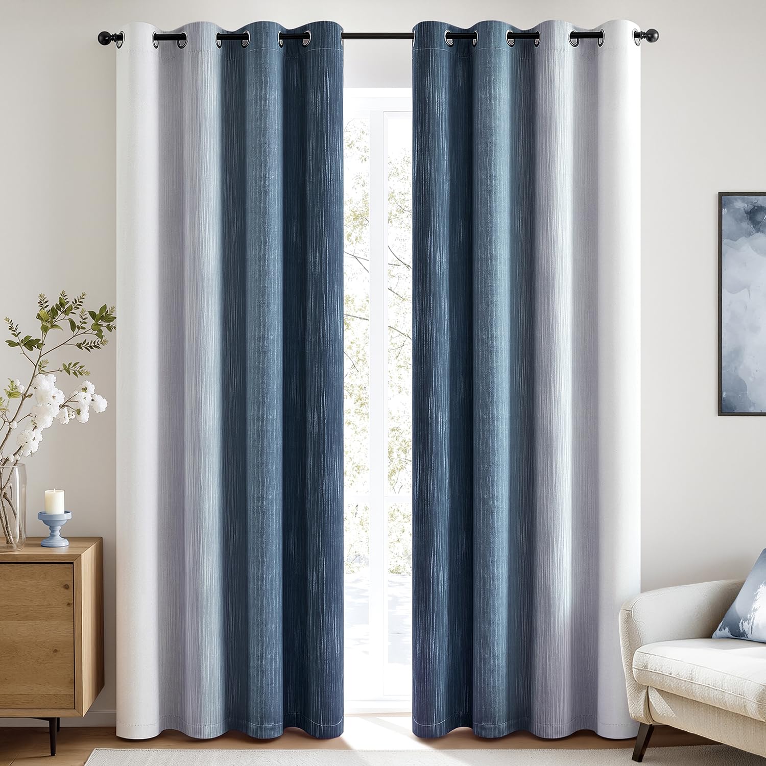 MIULEE Ombre blackout curtains with thermal insulation layer improving temperature balance