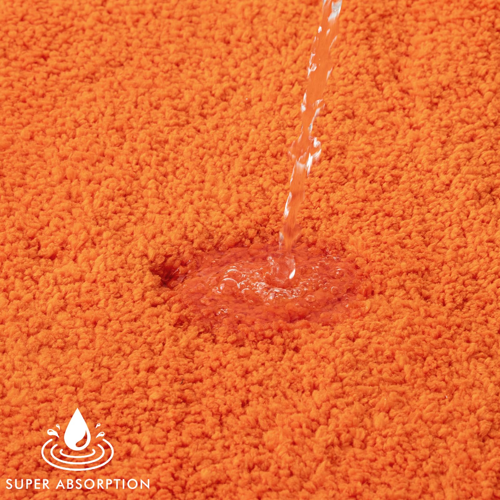 MIULEE orange bath mat is machine washable for easy care and lasting color.