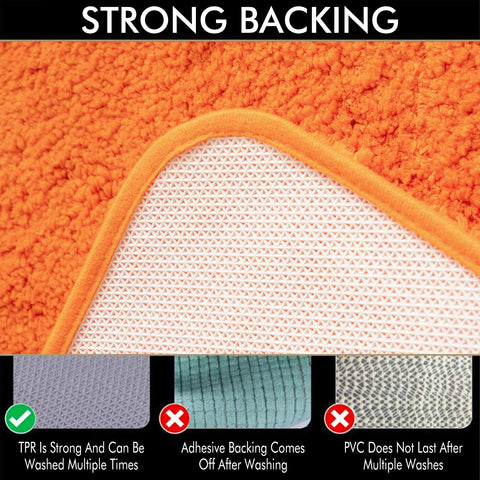 MIULEE 16x24 orange bath rug adds warm texture and quick dry practicality.