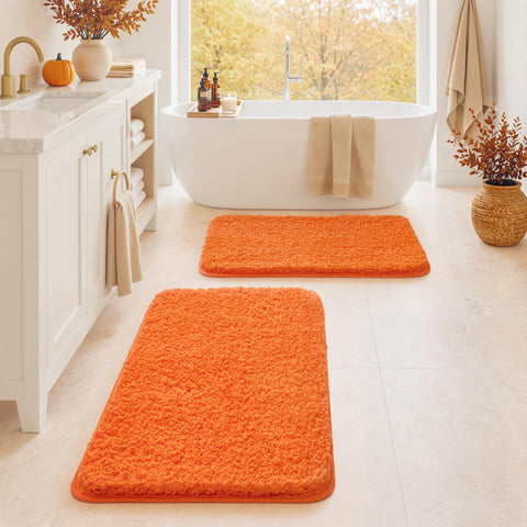 MIULEE orange rug fits bathroom, sink, and entryways for versatile styling.