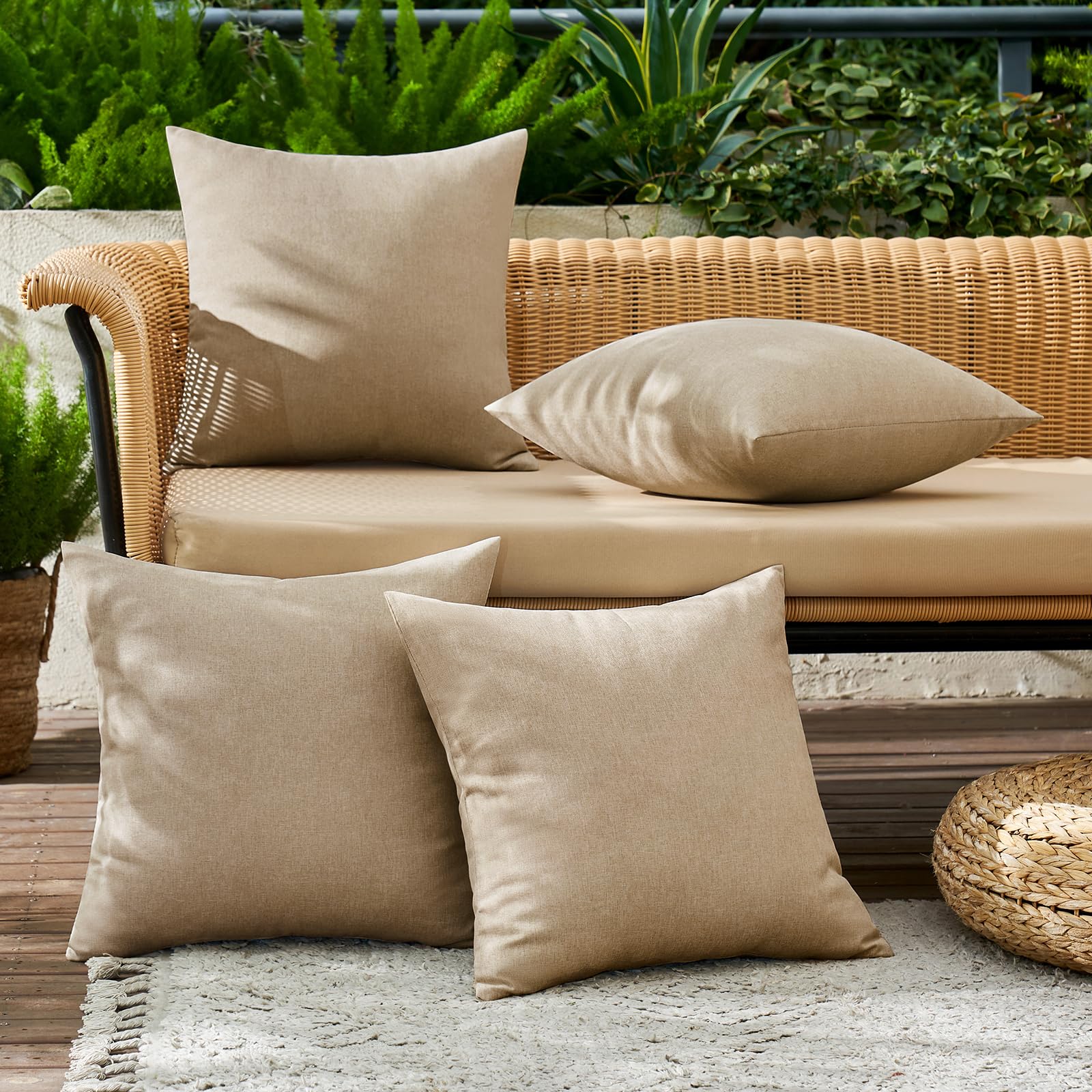 MIULEE light tan 18x18 pillow cover waterproof detail suitable for outdoors