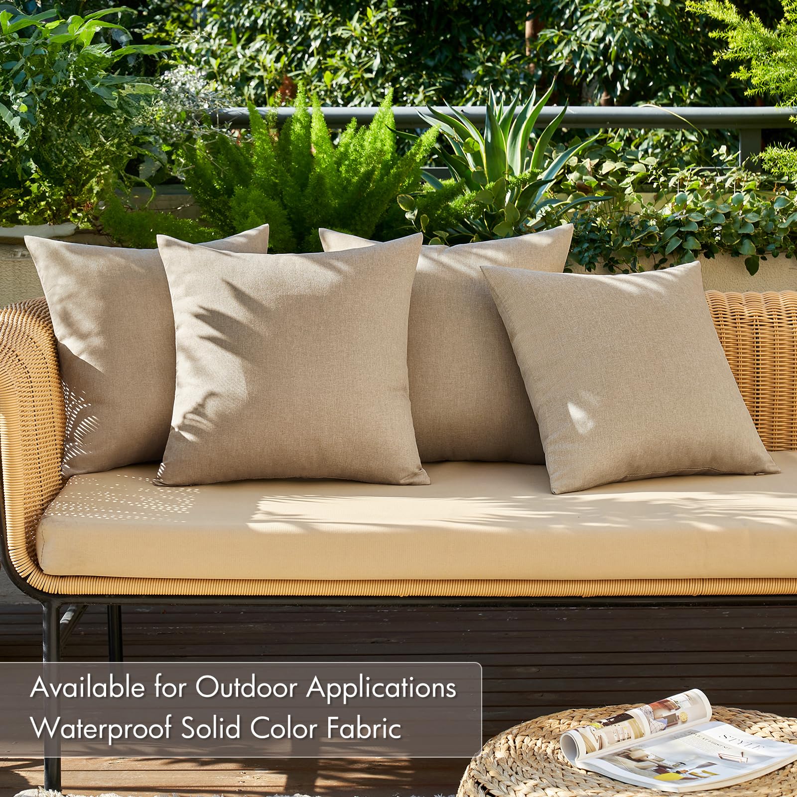 MIULEE light tan 18x18 pillow cover zipper close-up for easy removal