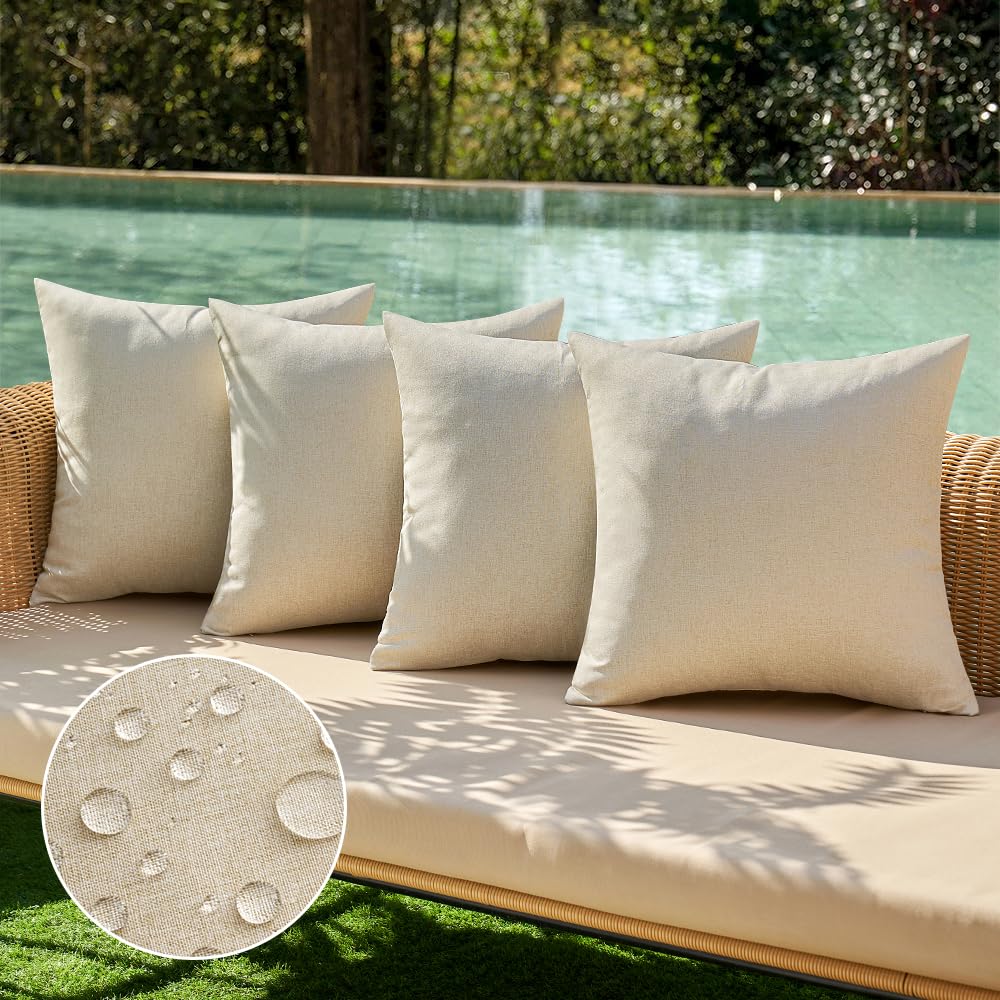 MIULEE outdoor pillow cover 18x18 beige on patio cushions for durable protection